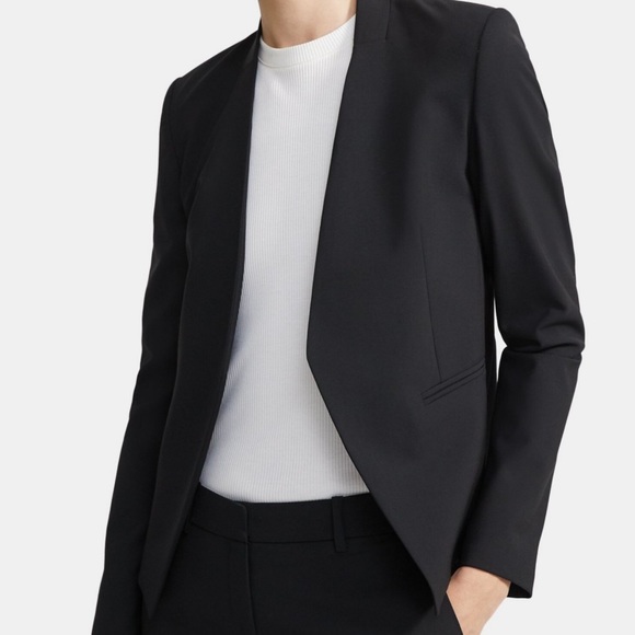 Theory black open blazer in stretched wool - Picture 3 of 6